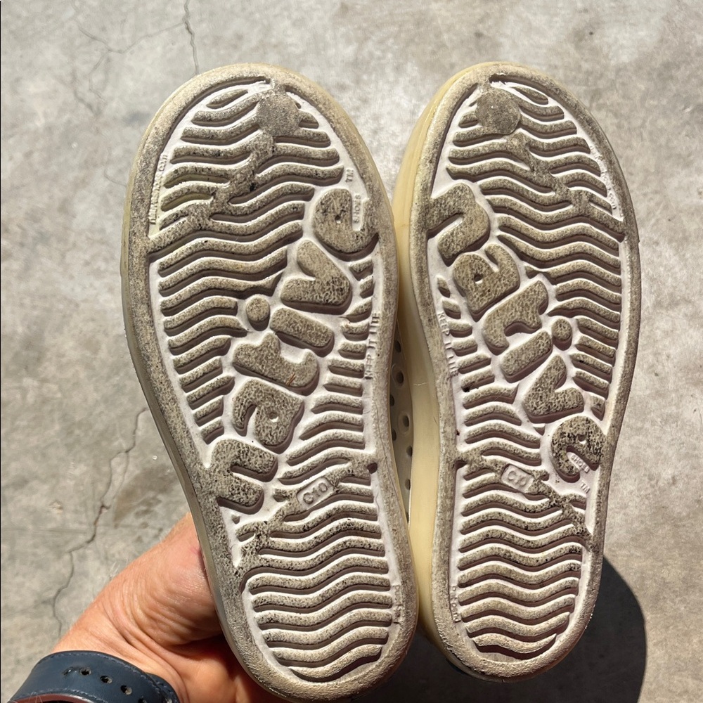 Native White Slip-Ons with Black Artistic Pattern toddler shoe size 10 - Picture 6 of 10